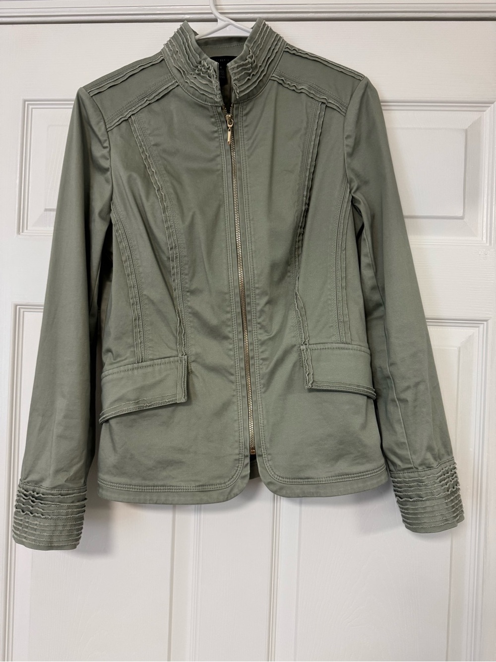 White House Black Market Seafoam Green Utility Zip Jacket
